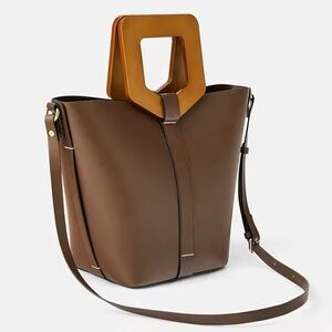 Zara Wood handle bucket Bag